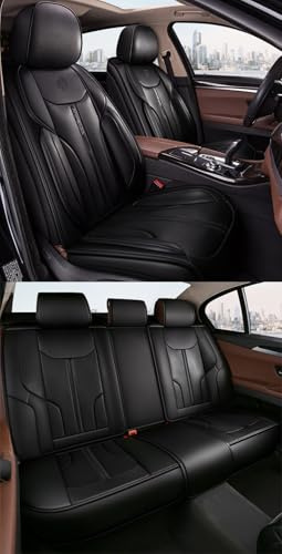 nenyan Autositzbezüge Komplett Set Universal in Premium Design | Schonbezüge für die Vordersitze & Rückbank | Auto Sitzbezüge Airbag Geeignet | Wasserdicht Sitzbezug - Schwarz