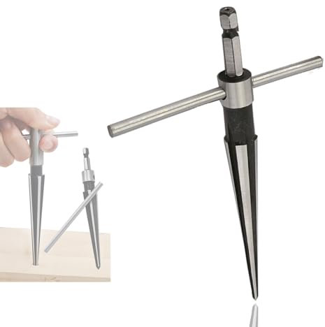 ieron Hexagonal Tapered Reamer 5mm-22mm T-Shape Cone Milling Cutter Woodworking Tools Carbon Steel, Hand Miller, for Cone Holes, Simple Screw Holes