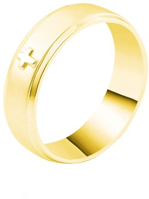 Wycian Verlobungsring Mann, Gold Ring Herren Echtgold 18K Gelbgold 18K Kreuz Größe 67 (21.3) Npassbar Für Valentinstag Freundschaftsring Gravur