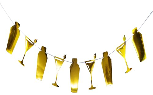 Gold Glitter Martini Party Banner,Martini Theme Birthday Party Decorations,Martini Bar Party Decor,Martinis Bachelorette Decor,Engagement Party/Bridal Shower Supplies,Martini Shaker Garland