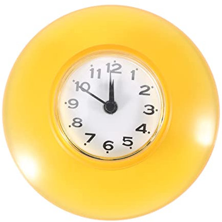 VIFERR Horloge Murale, Mini Horloge à Ventouse de Salle de Bain Horloge de Douche Étanche Ronde Horloges à Quartz Décoration pour Cuisine Salle de Bain Chambre (Jaune)
