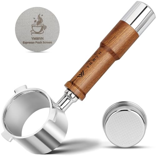 51mm Bottomless Portafilter 3 Ears for De'Longhi La Specialista Coffee Espresso Machine EC9335 9155 9355 9665,100% Stainless Steel Filter Basket with Puck Screen and Walnut Handle