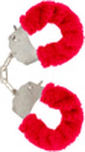 Handschellen aus Metall - Plüsch - Rot - Handschellen - Erotik - Kunstfell - Inkl. 2 Schlüssel