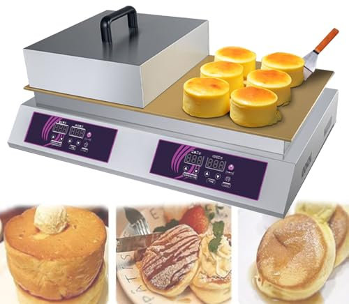 XNZJHPP 0-260℃ Électrique Dorayaki Baker Crêpière Machine à Souffle en Acier Inoxydable Machine à Muffins en Plaque de Cuivre Plaque de Cuisson Électrique Commerciale (DoubleHead)