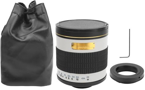 Téléobjectif Prime, 500 mm F6.3 Ultra téléobjectif Miroir Objectif à Mise au Point Manuelle téléobjectifs adaptés pour Appareil Photo Reflex à Monture EF (Blanc)