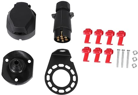 iplusmile Trailer Connector Plug Socket Bracket Set Pin Electric Hook up Trailer Plug for Camping Truck
