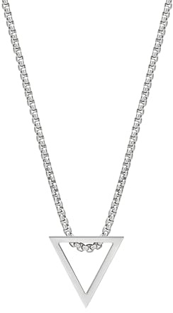Dustill Dreieckige Halskette für Herren | Invertiertes Design | Silberfarbener Edelstahl | Minimalistisch | Geometrisch | 60 cm | 2,5 mm (Dreieck-Invertiert-silber)