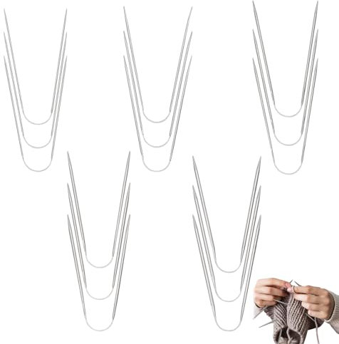 BSITSSS 15 Stück Rundstricknadeln, Stricknadeln Rundstricknadel 2mm/2.5mm/3mm/3.5mm/4mm, Leichte Rund Edelstahl Stricknadeln, Mini Stricknadel, Rundnadeln zum Stricken für Socken, Handschuhe, Mützen