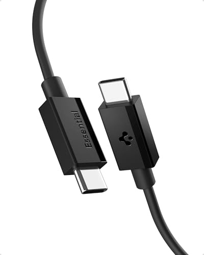 Spigen ArcWire Essential 60 W USB C till USB C-kabel snabbladdning [2M] för Pixel 10 Pro Fold XL, iPhone 16 15, Samsung Galaxy S25 Ultra Plus, Tab S10 FE Ultra, iPad 11 10 Pro Air, MacBook Air – svart