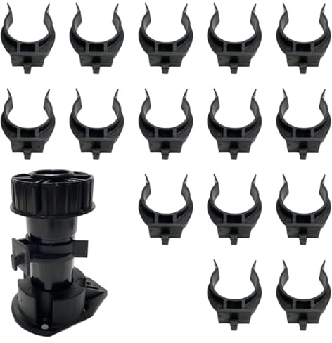 CULEO Battiscopa, 15 clip battiscopa in pvc ganci per zoccolo cucina, universali base da cucina in plastica ABS, staffa di base per bagno (nero)