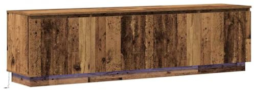 vidaXL TV-Schränke mit LED Altholz 180X38X49 cm Holzwerkstoff Rustikaler Stand mit Schiebetüren Eingebaute Beleuchtung Wohnzimmer Stauraum Zeitgemäßes Design Holz Recycelte Möbel Braunes Möbelstück