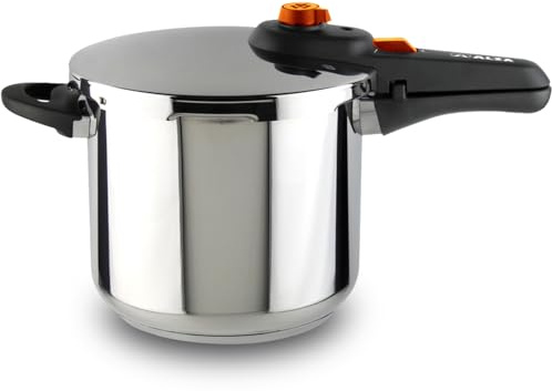 Alza Syma - Olla Express Rápida, 8 Litros, Acero Inoxidable 18/10, 5 Sistemas de Seguridad, Todo Tipo de Cocinas, Inducción, Posición Desvaporizadora