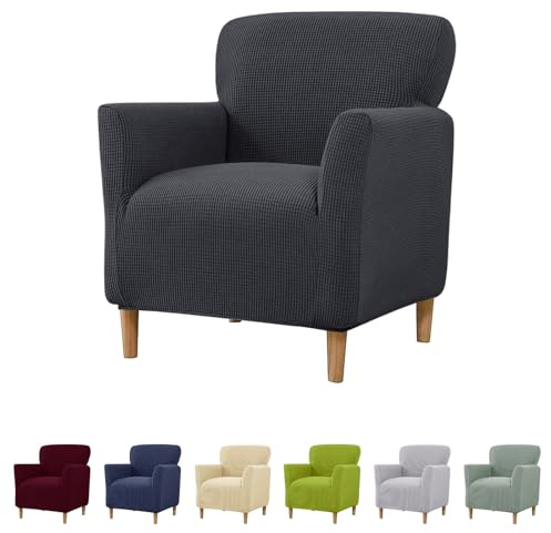 Sesselbezug - Dehnbarer Sessel Überzug für Sessel & Polsterstühle & Ohrensessel - Sessel Bezug - Sesselhusse für Wohnzimmer, Büro Abdeckung zum Schutz vor Flecken, Verschleiß (Dunkelgrau)