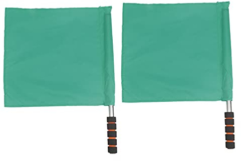 POENVFPO Drapeau D'arbitre Sportif 2 Pièces, Drapeaux de Juge de Ligne de Volley-ball avec Poignée en Acier Inoxydable pour Compétition de Match de Football en Plein Air (GREEN)