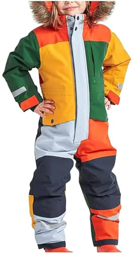 Traje de Nieve de una Pieza Impermeable y Resistente al Viento para niños, niñas y niños, Mono Invierno para Exteriores, Snowboard, esquí, A01, Multicolor, 14-15 años