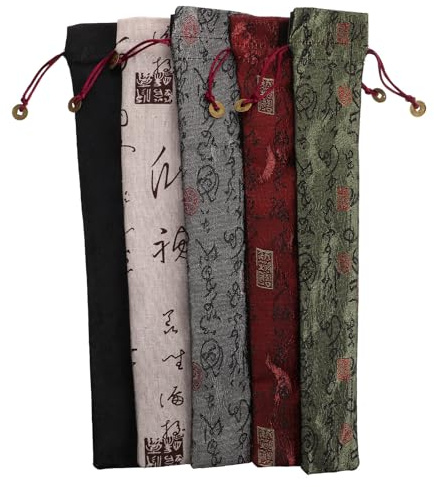 Abaodam Fundas Portátil de Diseño para 5 Abanicos Algodón de Mano Cordón Almacenamiento Tradicional Chino Elegante Conveniente y Viajes y Regalos