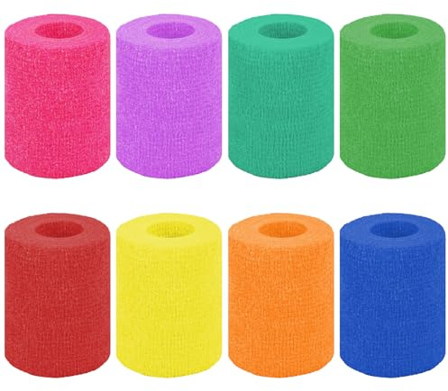 vsshe självhäftande plåster, 8 rullar x 7,5 cm x 4,5 m gipsrulle förbandsmaterial, elastiskt plåster fixeringsplåster självhäftande plåster för handled, fotled, sport, första hjälpen