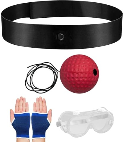 Palla riflessa per allenamento da boxe – Set di palline interattive di velocità da 3,8 cm con fascia elastica per la pratica di punzonatura, allenatore di reazione, migliora la precisione e il Co