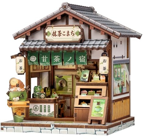 Cutefun DIY Maison Miniature – Book Nook Japon – Puzzle Bois 3D – Déco Étagère – Cadeau Livres, Lecteurs & Créatifs (Kyoto Matcha Cottage) | Mini Maison Bricolage Puzzle en Bois 3D pour Adultes Cadeaux pour Débutants Artisanat Adolescents (Antique Bookerie de Kyoto
