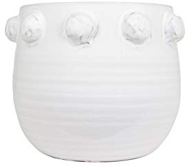 Creative Co-Op White Terracotta Planter with Bubble Design at Top