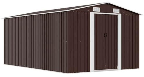 vidaXL Casetta da Giardino 257x392x181 cm in Metallo Marrone