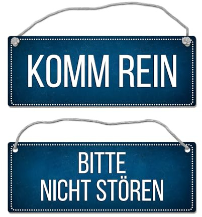Blaues Bitte nicht stören - Komm rein Wendeschild mit Kordel