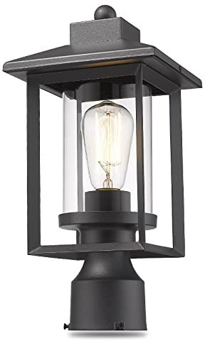 Rosient Outdoor Post Light, Exterior Post Lantern Lamps, Pathway Post Lighting Fixture, Post Lights Fixture in Black Finish with Clear Glass Shade for Garden, Backyard, Patio, Lawn, Driveway