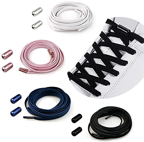 Cordones Elásticos Sin Nudo con Hebilla Metal para Zapatillas | Elásticos Cordones para Niños y adultos/Cordones Elásticos de Goma con Botón de Metal Cordones, No es Necesario Atar Cordones de Zapatos