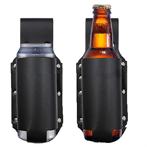 AJEYPMZ Bierholster, Bergsteiger-Bierflaschenabdeckung im Freien, kann durch den Gürtel um die Taille getragen Werden,Black,20 * 8cm