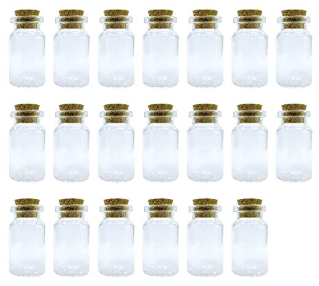 WYAN 20 Stück 7 ML Kleine Glasflasche, für Dekoration & Aufbewahrung | Glas, Transparent, Mit Korken, Eingezogener Flaschenhals, Geeignet zur Aufbewahrung von Pulver, Kleinem Schmuck, Flaschenpost