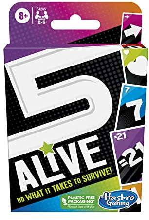 Hasbro Gaming 5 Alive, Fast-Paced Game Kids And Families, Family Quick Card Games 2 To 6 Players