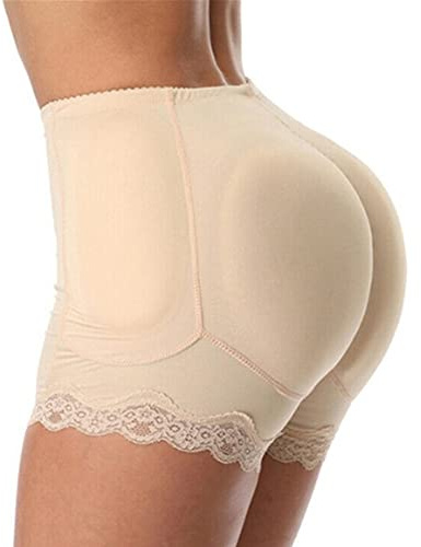 TOEECY Bragas Levanta Glúteos para Mujer Cintura Entrenador con 6 Almohadillas Removibles Braguitas Moldeadoras Control Barriga Embellecer Cadera Bragas Push Up Body Shaper (Beige,M)