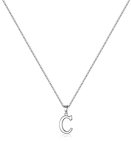 TINGN Halskette Damen Silber 925 Kette, Hypoallergene Silber Kette mit Buchstabe Anhänger Kette Silber Halskette Geburtstag Geschenke für Frauen Mama Freundin Teenager Mädchen (mit Geschenkbox)
