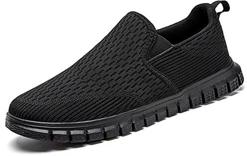 Oltyutc Mocassini da Uomo Slip on Sneaker Casual Scarpe da Running Corsa Scarpe Antinfortunistica Leggera Fitness Traspirante Camminata Nero 43 EU