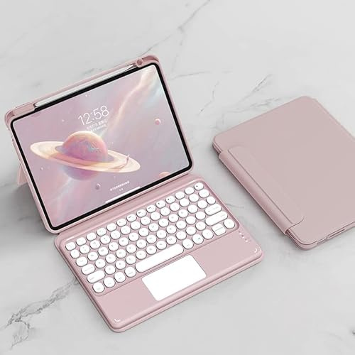 QYiiD Funda de teclado para iPad Mini 6ª Generación 8.3 pulgadas, Magia Extraíble Transparente Funda con Teclado Bluetooth Extraíble y TouchPad para iPad Mini 6ª Generación 8.3, Rosa