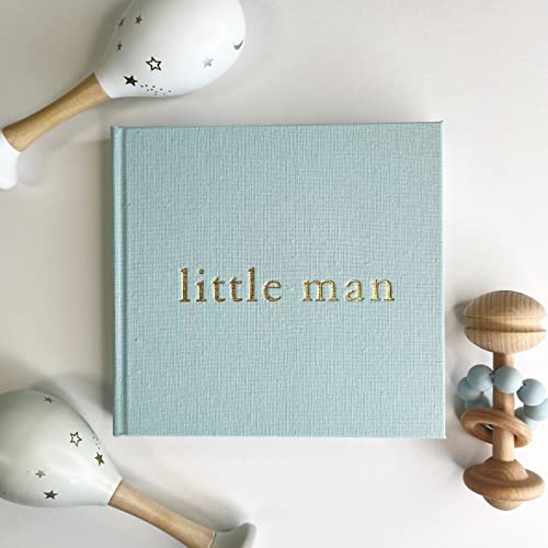 pf+a Baby Photo Album - Little Man Linen Photo Albums Gifts Small 6x4 Photo Album - Blue Linen Album