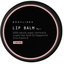 Bodylines Intense Tinted Lip Repair 100% Natural Organic Vegan Lip Balm, Avocado Oil, Coconut Oil, Shea Butter. Infused with Vitamin E, Rose & Cool Mint. Ultra Hydrating & Moisturising. 30g