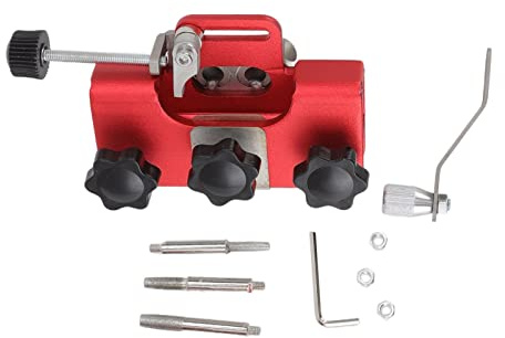 Qcwwy Affilacatene per Motosega, 35x9,5mm Maschera per Affilare la Catena per Motosega a Manovella con 3 Teste di Molatura Kit per Affilare la Motosega Semplice da Usare Compatibile con (Rosso)