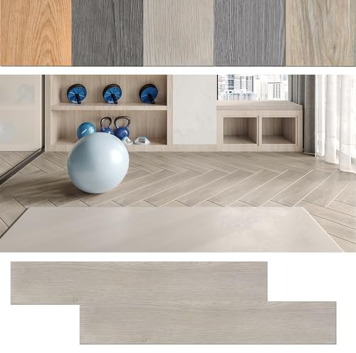 LARS360 Pavimenti in PVC autoadesivi, pavimenti in vinile effetto legno, 91,4 x 15,2 x 0,2 cm, 5 m², 36 pezzi, piastrelle laminate, impermeabili, isolamento acustico (beigegrau)