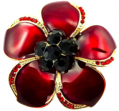 GFM® Brosche mit Mohnblumen-Brosche zum Gedenktag (BRCH-PPY), S, Metall, Kristall