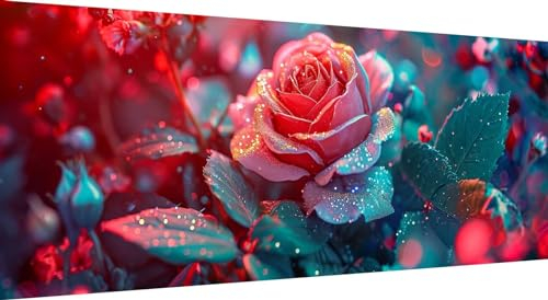 Qiaoqoo Rose Diamond Painting xxl 250x100cm, 5D DIY Diamant Painting Bilder Blume Diamand Painting Kinder mit Diamond-Painting Zubehör, Groß Diamant kunst Basteln Erwachsene, Home Décor Malerei