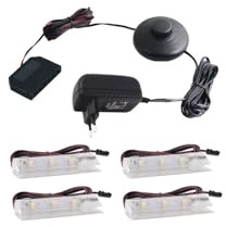 ledomec LED Glasbodenbeleuchtungs Set Mit 1-6 Clips (neutralweiß 4000K, 4er komplettset mit Fußdruckschalter)