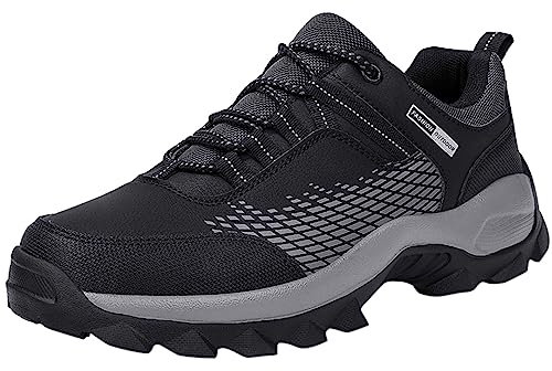 FNKDOR Wanderschuhe Herren Wasserdicht Atmungsaktiv rutschfest Trekkingschuhe Hiking Schuhe Leichte Outdoorschuhe (Black, 42)
