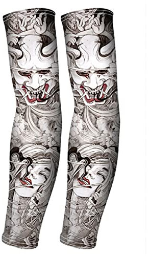 RU-X Mangas para Brazos con Ttuaje,Mangas para Brazos Protección Sol o Frio,Manguitos Ciclismo Hombre Mujer para Golf,Deportes,Bicicleta,Portero