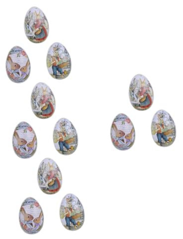 FRCOLOR 12pcs Easter Egg Shape Candy Jars Tinplate Biscuit Boxes for Adults Boys and Girls Easter Treats Storage Random Style