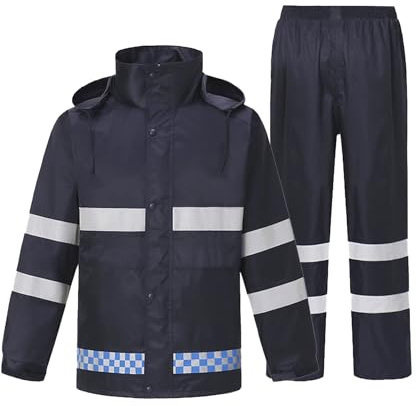 OlyljpinZ Impermeabile Unisex Tuta Ultra-lite Impermeabile Antivento con Cappuccio Set di Giacca e Pantaloni da Pioggia Lavoro Tuta Impermeabile con Striscia Riflettente Sicura