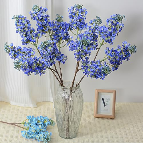 KIJING Fleurs artificielles lilas de 66 cm pour décoration de la maison, du salon, de la chambre à coucher (violet bleu)