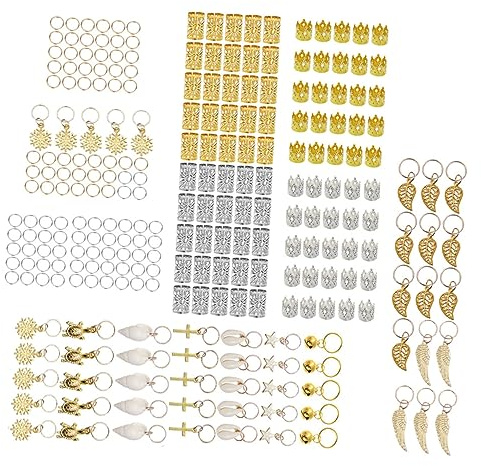 KAILIKETIY 250piezas Adornos Para Cabello Diseño De Concha y Anillos Para Trenzas y Dreadlocks Accesorios Para Fiesta y Fotografía