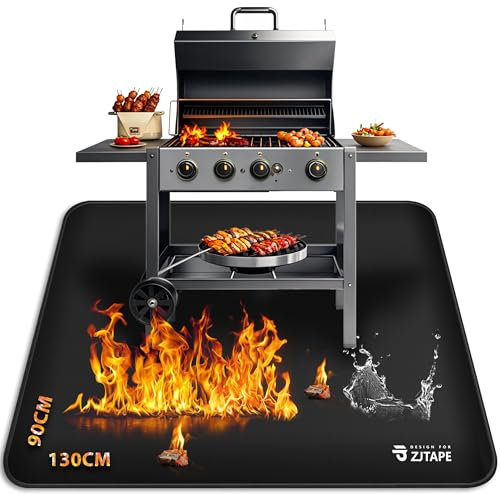 Tappetino ignifugo - 130 x 90 cm, pieghevole, in fibra di vetro di silicone, resistente al calore, per barbecue, pavimento, camino, prato e campeggio