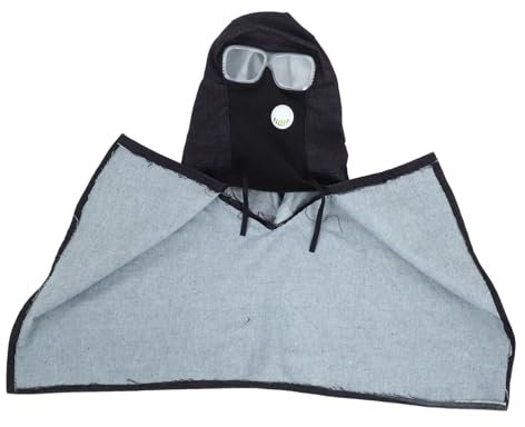 POPETPOP Denim Shawl Sandblasting Hood with Safety Goggles for Full Head Protection During Woodworking Cutting and DIY Projects Comfortable Breathable Design for Men and Women